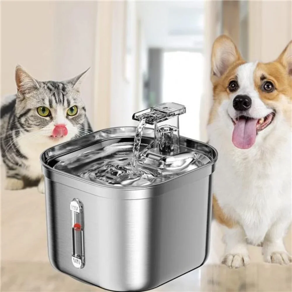 Cat Water Fountain, Stainless Steel Pet Water Fountain for Cats Inside,3 Filters